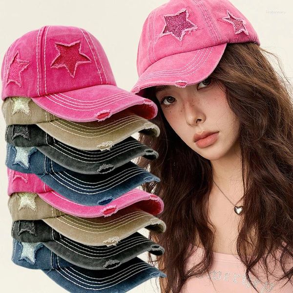 Tapas de pelota 2024 Y2K Summer Star Star Béisbol Tapa de mezclilla lavada Snapback Fashion Fashion Sport Sunsco de protección solar Casquette Gorras