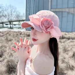Caps à balle 202404-shi ins chic de design original de cerise fleur rose rose ruban bowknot dame chapeau de baseball femme coiffeur de loisirs de loisirs