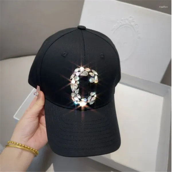 Gorras de bola 202405-shi Ins Drop Moda Brillante Rhinestone Letra Lady Baseball Hat Mujeres Ocio Visores Cap