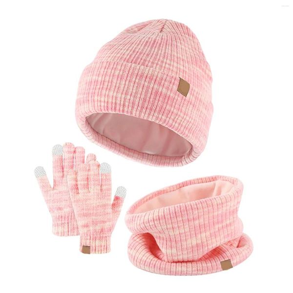 Berretti da baseball 3 pezzi Set di guanti e sciarpe per cappelli invernali per bambini Set di guanti per berretti per bambini lavorati a maglia da uomo