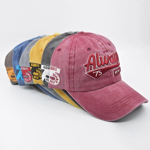 Casquettes de balle Broderie 3D Toujours Lettres Casquette de baseball décontractée Coton lavé Visière en détresse Femmes Hommes Strapback Chapeaux Casquette