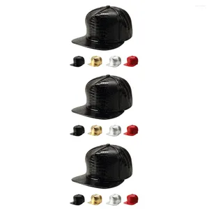 Casquettes de baseball 3 pièces unisexe Crocodile Baseball PU réglable Hip Hop chapeaux à bord plat Snapback (noir)