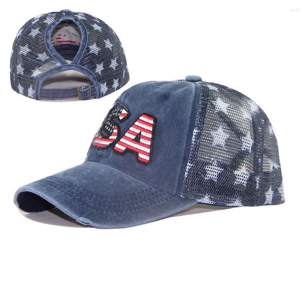 Gorras de béisbol 4 piezas Sombrero de bandera de EE. UU. Gorra de béisbol americana Sombreros desgastados tácticos lavados para hombres Mujeres Adolescentes multicolor