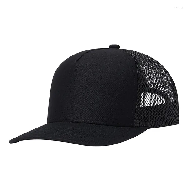 Gorras de bola 5 Pannel High Crown Gorra de béisbol para hombres Mujeres Flat Bill Snapback Mesh Back Trucker Hat 112 Hip Hop Street