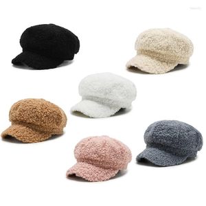 Ball Caps 573B Lamb Wool Beret Retro Leisure Artist Octagonal Hat Winter voor festivalvakantie