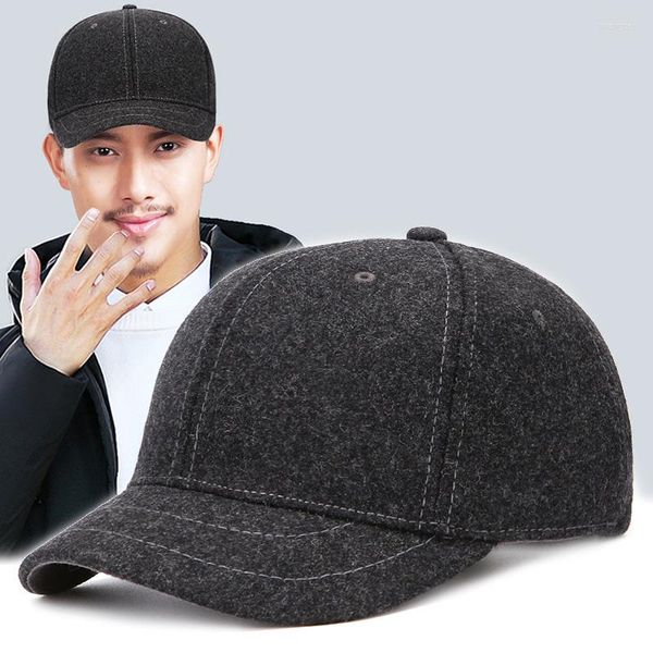 Ball Caps 5 cm Kurze Krempe Herren Wolle Baseball Cap Winter Retro Warm Hard Top 6 Panels Snapback Für Männer Casual Bone Dad Hüte Einstellbar