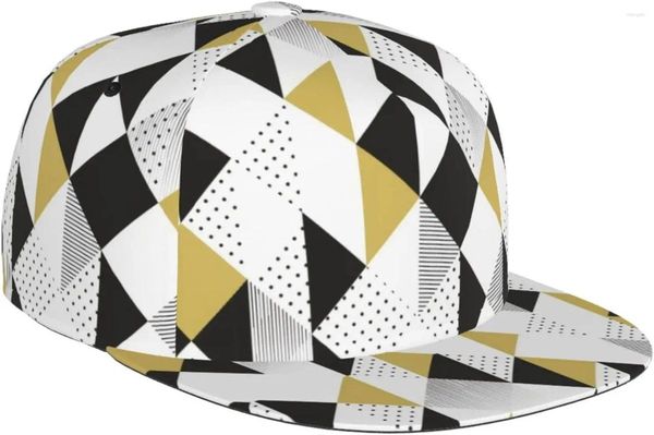 Ball Caps Abstract Géométrique Gold Triangle Match Flat Bill Hat Unisexe Snapback Baseball Cap Hip Hop Style Visor vierge Adjuctoire