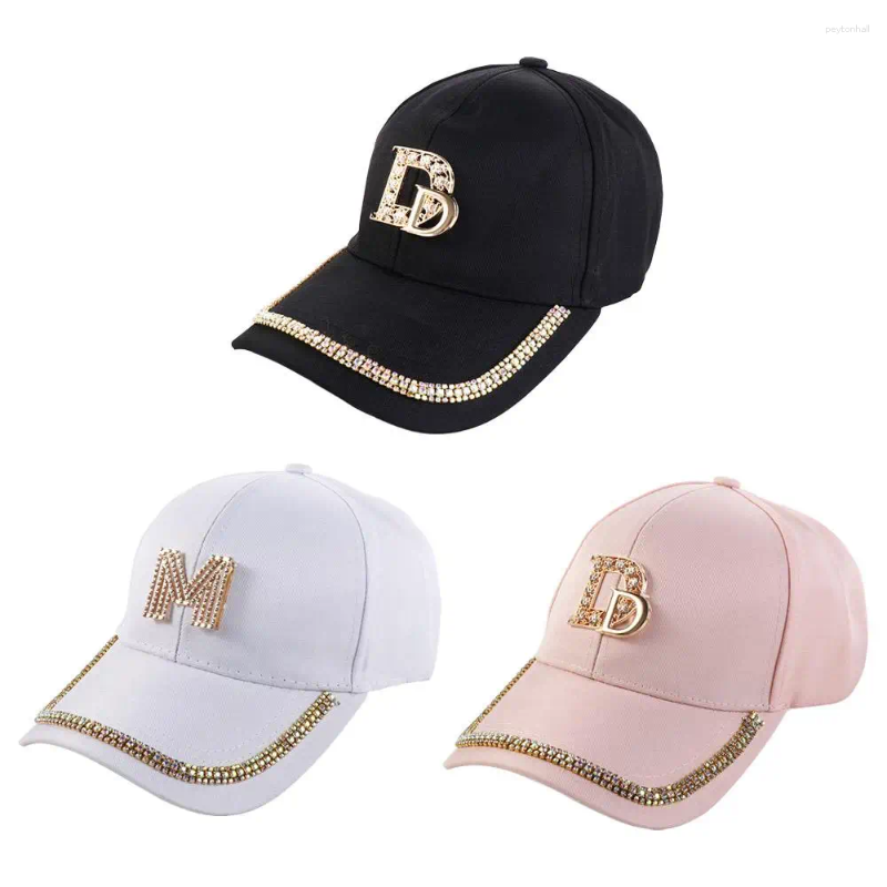 Kulkapslar tillbehör baseball hatt engelska bokstäver bling rhinestones koreansk stil sol visir kvinnor keps justerbar toppade