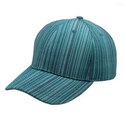 Casquettes de balle réglable courbé Bill chapeau rayé casquette hommes femmes rétro Baseball Turquosie bleu grande tête 60 cm