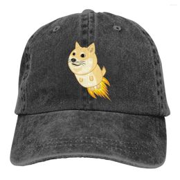 Casquettes de baseball Casquette de baseball de couleur unie réglable à la lune Dessin animé Coton lavé Doge Dogecoin Monnaie numérique Sports Femme Chapeau