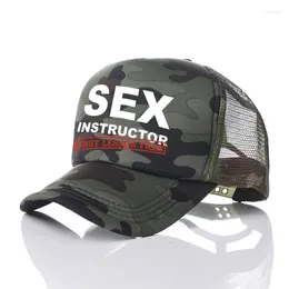 Gorras de bola Instructor sexual certificado para adultos Primera lección Gratuita Gorra Snapback impresa divertida para hombres Mujeres Humor Profesor HipHop Trucker Hat YP087
