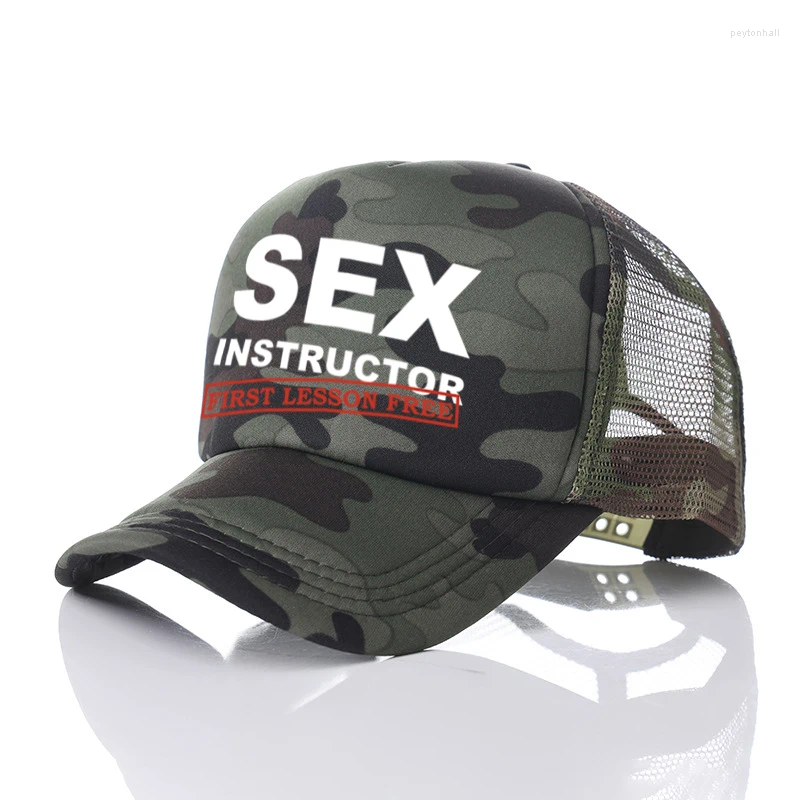 Ball Caps Adult Certified Sex Instructor First Lesson Free Funny Printed Snapback Cap For Men Women Humor Teacher HipHop Trucker Hat YP087