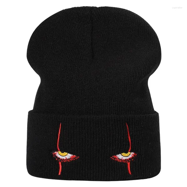 Gorras de bola Sombreros para adultos Invierno Punto Bordado Lana Hombres y mujeres Horror Ojo Moda Calor Grueso