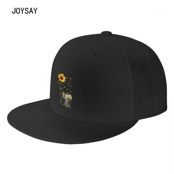 Gorras de béisbol Adulto Hip Hop Sombrero Girasol y Elefante Street Dance Cap Snapback Equipado Para Hombres Mujeres