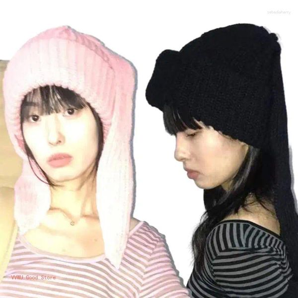 Casquettes de balle adulte tricot longue forme chapeau extérieur coupe-vent oreille protéger pour les filles