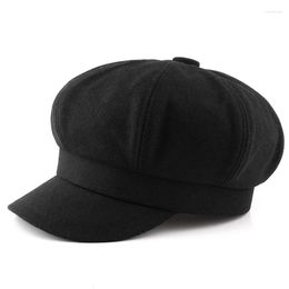 Kogelcaps volwassen winter voelde achthoekige hoed dame mode sboy cap big bone man plus size baret