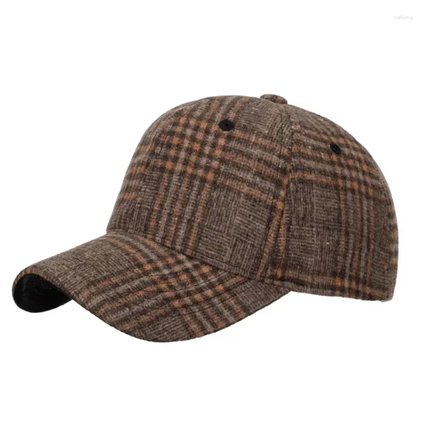 Gorras de bola Adultos Retro Tweed Papá Sombrero Plaid Gorra de béisbol Hombres Mujeres Poliéster Comprobado Ajustable