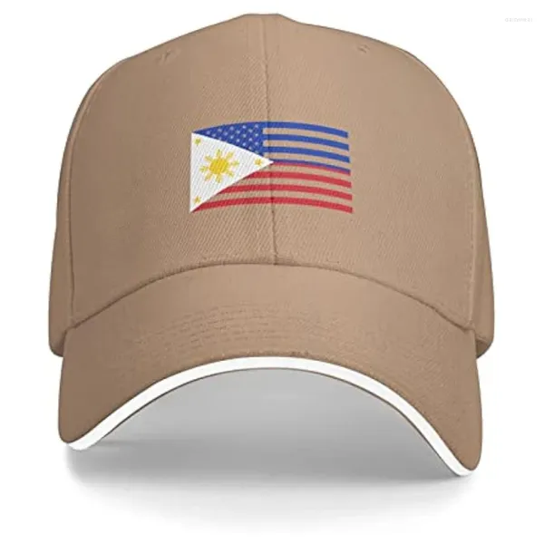 Gorras de bola Bandera filipina americana Gorra de béisbol unisex Se adapta a hombres y mujeres Sombrero ajustable para papá Sandwich Bill