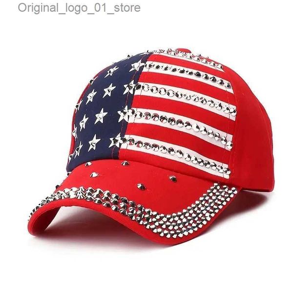 Ball Caps American Flag Baseball Hat Flash Stud Flag Deim Hip Hop Hat Hop Outdoor Style Mens Unisexe Womens Hat Q240408