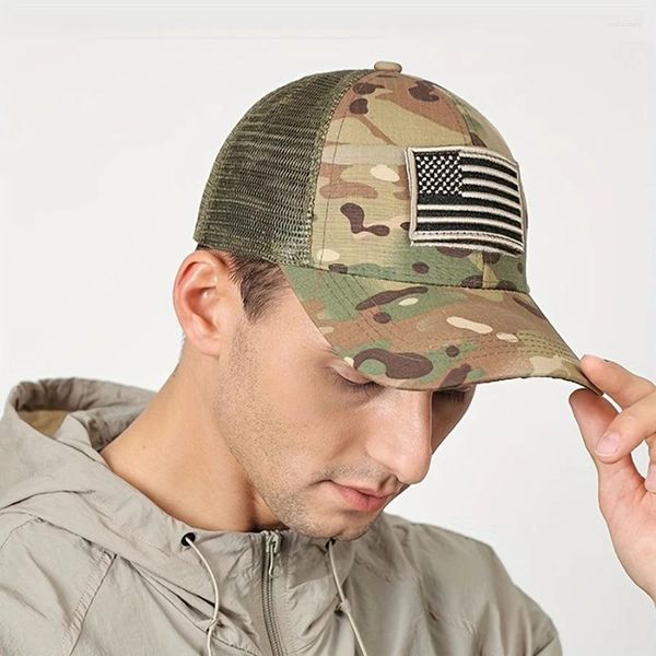 Ball Caps American Flag Hat Camouflage Baseball Cap Armée Military Camo Ajustement papa Snapback Trucker Outdoor Mesh