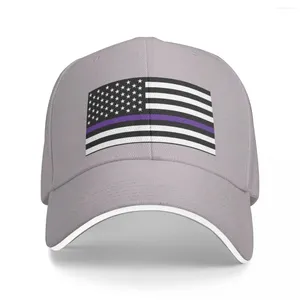 Gorras de pelota Bandera americana - Línea delgada y púrpura Gorra de béisbol Sombrero Hombre Marca de rugby de lujo Sombreros de camionero para hombres Mujeres