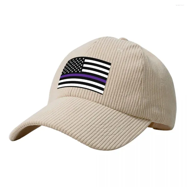 Ball Caps Flag américain - Ligne mince ligne violet en velours côtelé de baseball de randonnée de randonnée de randonnée Bobble Bobble Women's Hats pour le soleil pour hommes