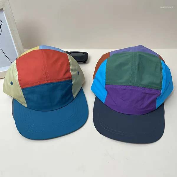 Casquettes de balle américain bord plat séchage rapide 5 panneaux casquette de Camp épissage japonais Baseball capote randonnée en plein air Camping