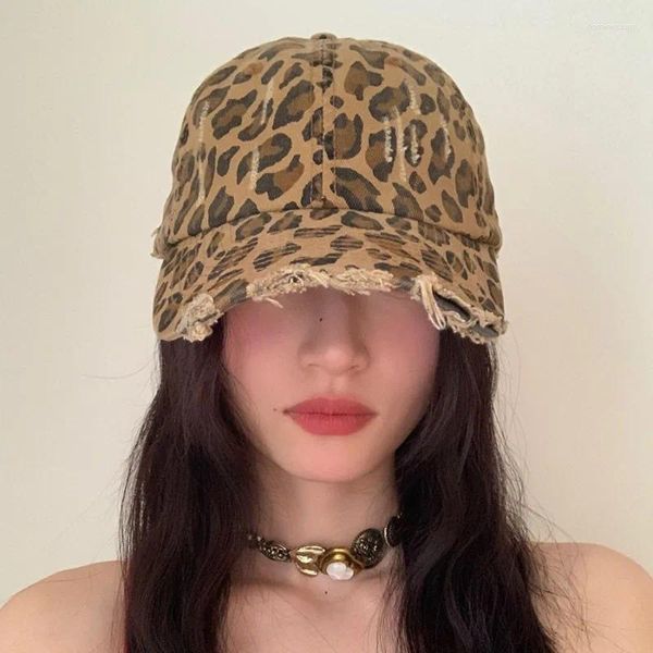 Ball Caps American Retro Leopard Print Baseball Hat pour hommes et femmes Street Trend Sunscreen Sunshade Sports Ajustement Cap Gorras