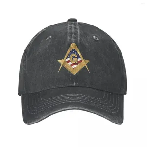 Ball Caps American USA Compass Masonic Freemason Water Lavage Baseball Cap Snapback Cowboy Chapeaux Freemasonic Summer Casquette