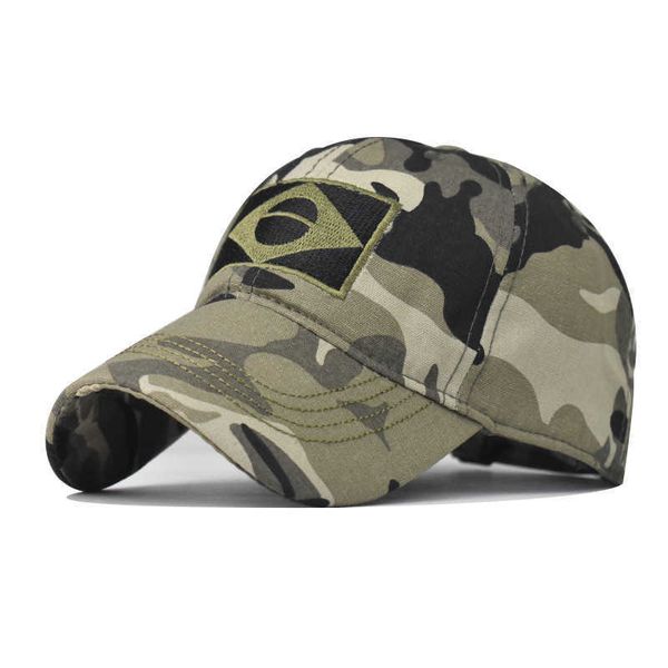 Gorras de béisbol Ejército Camo Bandera de Brasil Bordado Gorras de béisbol para hombres Militar Ttical Snapbk Cap Hombre Caza Airsoft Deporte al aire libre Papá Sombrero P230412