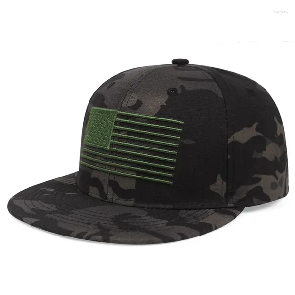 Gorras de bola Llegada Hombres Mujeres Gorra de béisbol EE. UU. Bandera Camuflaje Bordado Sombrero plano Táctico Selva Hip Hop Deportes Snapback Gorras EP0275