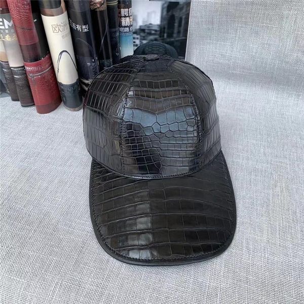 Tapas de pelota Auténtica verdadera verdadera verdadera piel de cocodrilo Hombres de ocio Capilla de béisbol Genuine Alligator de cuero macho Ajustable Hip-Hop Snapback Snapback Sombrero