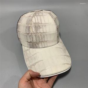 Casquettes de baseball Authentique véritable cuir de crocodile véritable casquette de baseball décontractée pour hommes exotique véritable peau d'alligator mâle blanc loisirs chapeau réglable