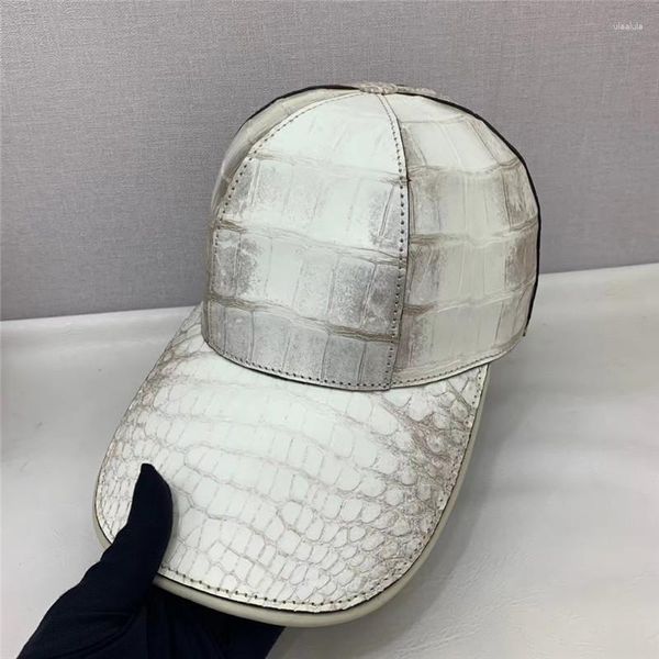 Ball Caps authentique vrai vrai Crocodile Skin Men's Men's Casual Chic Baseball Cap véritable Alligator Le cuir masculin ajusté Hip-Hop Snapback Hat