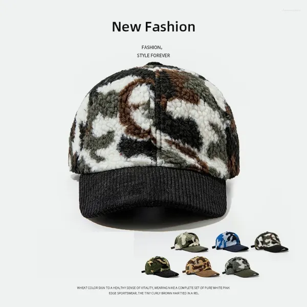 Casquettes de baseball Casquette de baseball camouflage automne et hiver pour hommes femmes avec peluche polyester 56-62 cm surface à la mode en plein air BQ0624