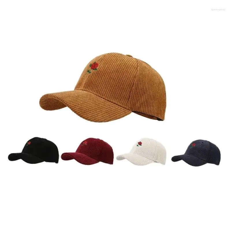 Ball Caps Autumn And Winter Corduroy Rose Warm Casquette Baseball Cap Adjustable Outdoor Snapback Hats For Men Women 254