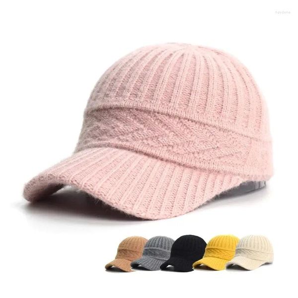 Casquettes de baseball Automne et hiver Mode Casquette de baseball moelleuse pour hommes tricoté chaud couleur unie décontracté élégant poilu chapeau de peluche