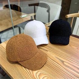 Ball Caps Herfst Winter Baseball Cap Vrouwen Kunstmatige Lamswollen Hoeden Warm Pluche Lente