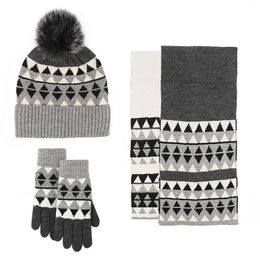 Casquettes de boule automne hiver gants tricotés écharpes chapeaux trois pièces mélange de laine résistant au chaud et au froid en plein air épaissi avec ensemble de chapeaux