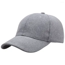 Casquettes de baseball Automne Hiver Feutre Chaud Baseball Noir Gris Café Fausse Laine Casquette Snapback Tendance Streetwear Femmes Hommes Casquette Chapeau