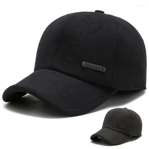 Ball Caps Herfst Winter Warm Winddicht Baseball Cap Voor Mannen Effen Vader Hoed Met Oorbeschermers Mannelijke Plus Fluwelen Verdikte Gehoorbescherming bot L38