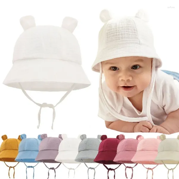 Casquettes de balle bébé chapeau infantile mousseline seau enfants ours oreilles été plage soleil garçons filles chapeaux de pâques pour les tout-petits 3-12 mois