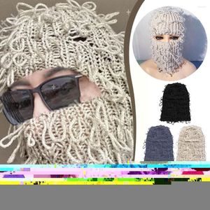 Casquettes de balle cagoule en détresse tricoté masque de Ski complet coupe-vent cache-cou pour hommes femmes drôle en plein air couvre-chef M3Q0