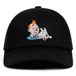 Gorras de béisbol Gorras de béisbol Algodón TinTin Papá Sombrero Gorra de béisbol bordada Correa personalizada Espalda Unisex Ajustable Aventures De Snapback Sombreros x0912