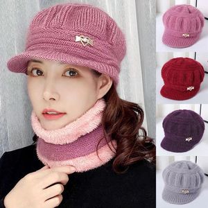 Ball Caps Ball Caps Mode Dames Warme Pompoen Hoed Beanie Cap Dame Herfst Winter Pluche Dikker Gebreide Hoogte Effen Kleur Grootmoeder