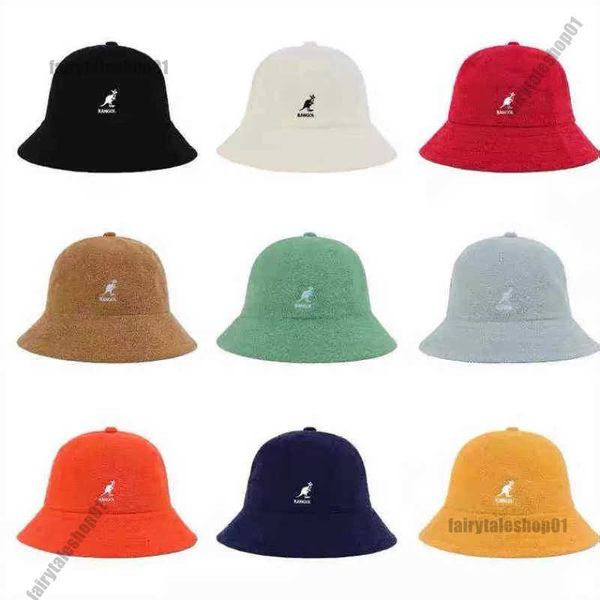 Gorras de béisbol Gorras de béisbol Canguro Kangol Sombrero de pescador Sombrero para el sol Protector solar Bordado Material de toalla 3 tamaños Colores Japonés Ins Super Fire Hat AA220312