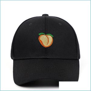 Ball Caps Ball Caps Men and Women Fruit Peach Borduurwerk Canvas Leisure Fashion Sun Hat for Outdoor Sport Spring herfsthoeden Drop de Dhlut