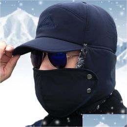 Gorras de bola Gorras de bola Espesar Invierno Cálido Sombrero Hombres Faux Fur Bomber Ear Flap Cap Mujeres Soft Thermal Bonnets Sombreros para pesca al aire libre Skiin Otzm5