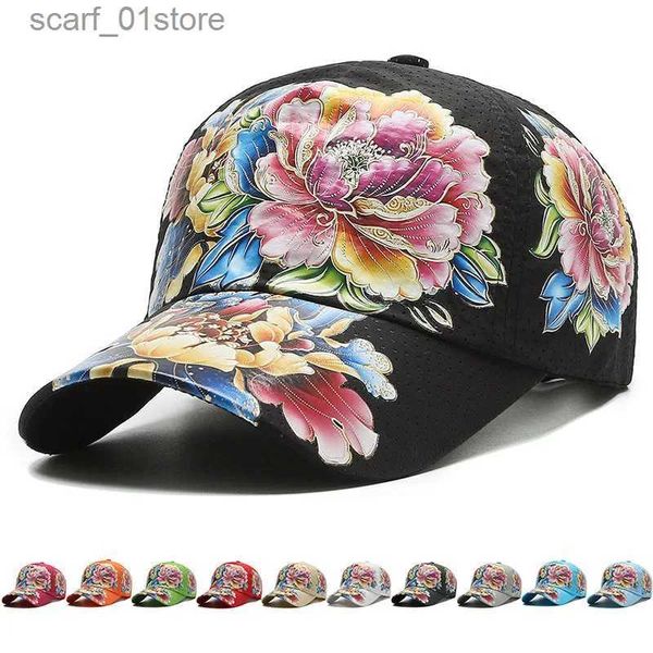 Casquettes de baseball C Loisirs Chapeau de soleil Vêtements de rue Rétro Élégant Style ethnique Impression Mode Scène Performance Hip Hop Femmes Bast NewC24319