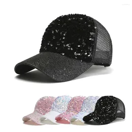 Casquettes de baseball Casquette de baseball à la mode Chapeau pare-soleil Tendances de la mode Été Femmes Paillettes Glitter Contracté Design Gorras